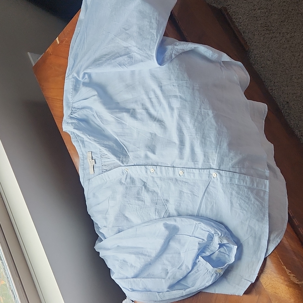 LOFT Drop Shoulder Button Down Light Blue XL